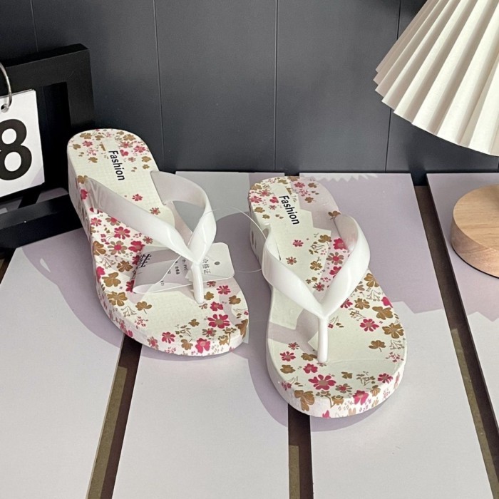 Dép xỏ ngón in họa tiết mùa hè dành cho nữ Giày sandal gót nhọn hoa chống trượt dành cho nữ đi