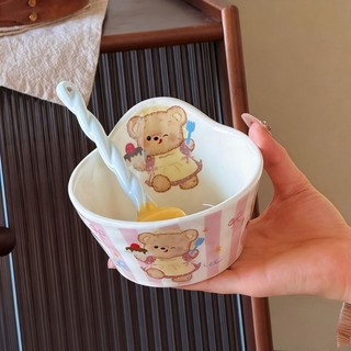 Bát salad gốm gấu bơ, đĩa tráng miệng, bát cơm/sữa chua phong cách phương Tây