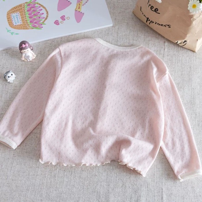 Bé Gái Áo Khoác Chống Nắng Cho Trẻ Sơ Sinh Hàn Quốc Điều Hòa Không Khí Áo Sơ Mi Cardigan Thân