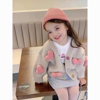 Áo len cardigan bé gái, áo khoác bé gái yêu, áo len dệt kim phong cách Hàn Quốc, thời trang