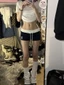 Quần Short Thể Thao Nữ Màu Sắc Tương Phản Eo Thấp Slim Fit Đa Năng Áo Khoác Ngoài Ống Thẳng Q
