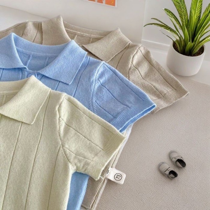 Áo len ngắn tay bé trai Hàn Quốc, phong cách mới, áo len thời trang cho trẻ em