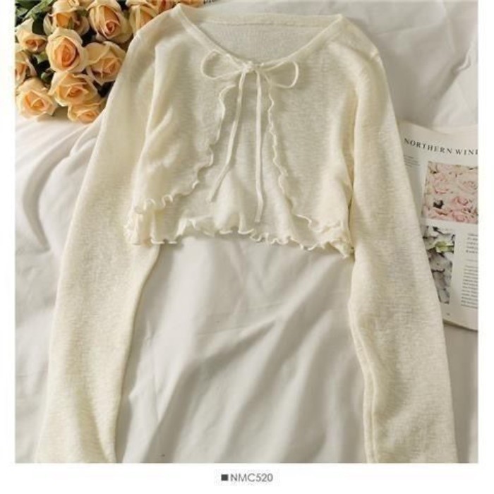 French Style Scheming Shawl Summer Sun Protection Cardigan Outer Shirt Women's Short Style Wit