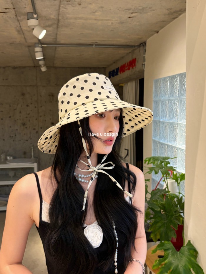 Mũ xô chấm bi thiết kế Hàn Quốc, vành lớn, chống nắng - Perfect cho mùa hè