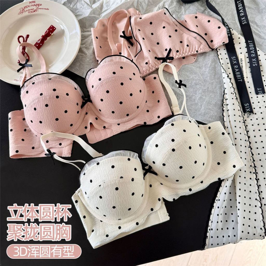 Áo ngực có nơ và chấm bi, phong cách ngọt ngào cho nữ, giúp bộ ngực nhỏ nhìn lớn hơn, không dùng vòng thép và chống chảy xệ.