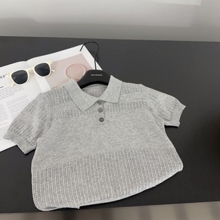 Áo sơ mi POLO ngắn tay bằng lụa băng dệt kim thông thường phong cách Hàn Quốc đa năng cho bé trai v