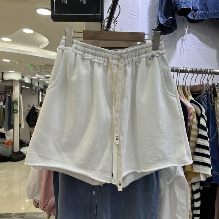 Lưng thun dây rút dáng rộng quần short ống rộng nữ mùa hè thời trang mới phong cách thể thao