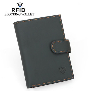 MONICOO Khóa Túi ID Châu Âu Retro RFID Lớp Đầu Tiên Da Bò Dây Kéo Thay Đổi Dây Đeo Lá Rời Ví Nam