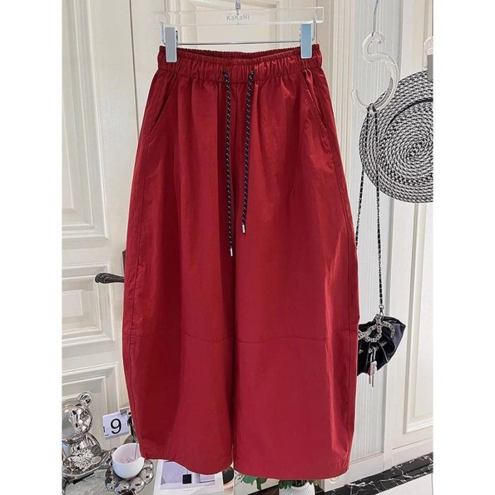 kích thước lớn nhanh khô băng lụa Scimitar quần ống rộng dành cho nữ mùa hè mỏng dáng rộng giảm