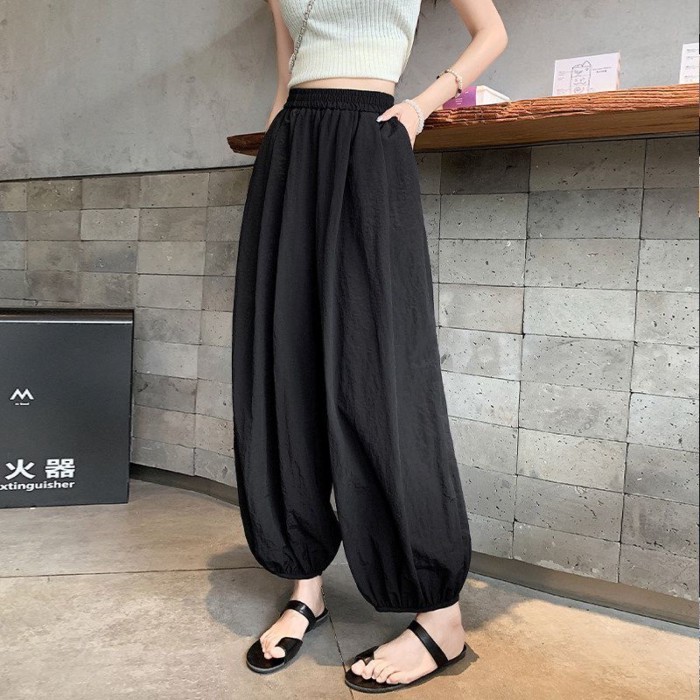 Mùa Hè Bloomers Nữ Băng Lụa Mỏng Quần Âu Ôm Rời Kích Thước Lớn 9 Điểm Hậu Cung Quần