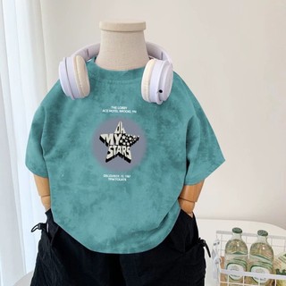 Bé Trai Nguyên Chất Cotton Ngắn Tay Mùa Hè Mới Bé Trai Thường Ngày Đáy Hoạt Hình Trẻ Em Cổ Tròn
