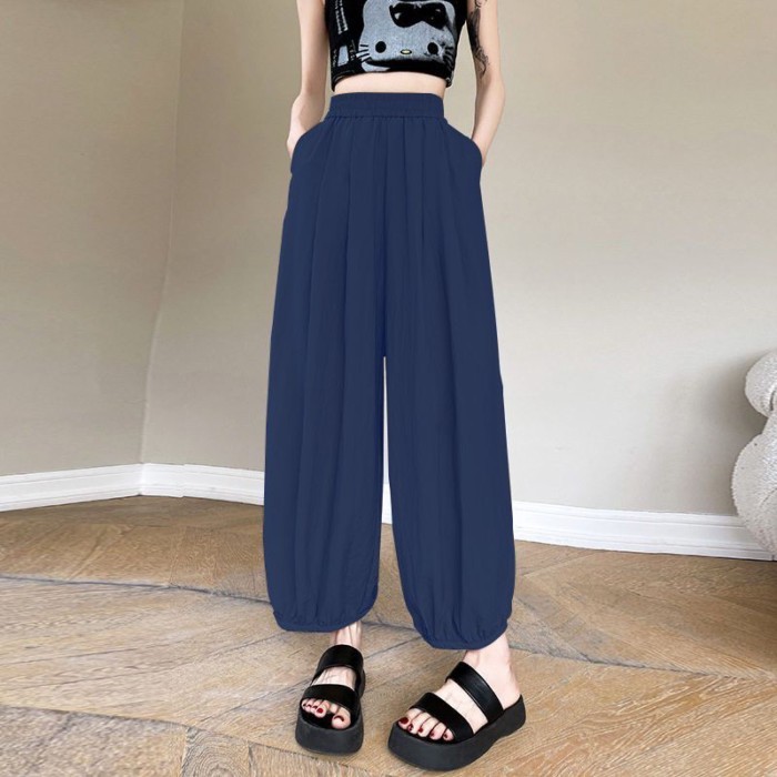 Mùa Hè Bloomers Nữ Băng Lụa Mỏng Quần Âu Ôm Rời Kích Thước Lớn 9 Điểm Hậu Cung Quần