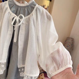 Thoáng mát Tencel Ren Chống Nắng Áo Khoác Bé Gái Mùa Hè Đa Năng Ren Mỏng Chống Nắng Quần Áo Áo có T