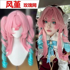 Tóc Giả Sụp Đổ Ngôi Sao Đường Sắt Phong Cách Violet cosplay Tóc Giả Lớp Gradient Hổ Miệng Kẹp Đôi Đuôi Ngựa Tóc Giả