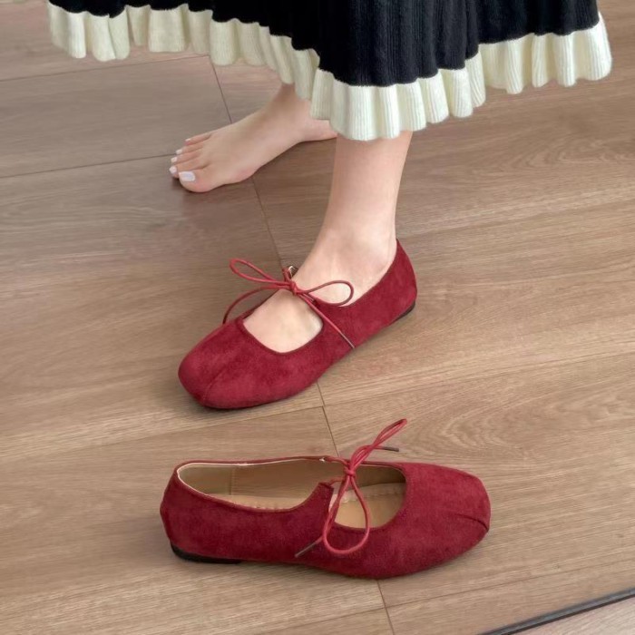 Giày Pháp Mary Jane da mềm cho bàn chân béo, giày đế mềm lò xo, giày đậu một bước nhẹ nhàng