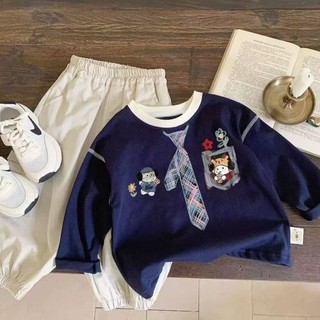 Áo phông dài tay cotton nguyên chất dành cho bé trai Áo thun có đáy và bên ngoài thời trang dành ch
