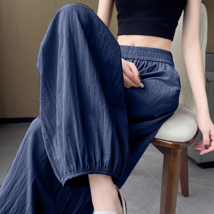 Mùa Hè Bloomers Nữ Băng Lụa Mỏng Quần Âu Ôm Rời Kích Thước Lớn 9 Điểm Hậu Cung Quần