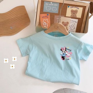 Áo thun ngắn tay bé gái mới, cotton in chữ hoạt hình dễ thương, áo trẻ em