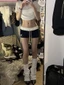 Quần Short Thể Thao Nữ Màu Sắc Tương Phản Eo Thấp Slim Fit Đa Năng Áo Khoác Ngoài Ống Thẳng Q