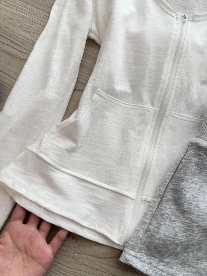 Thiết Kế Cổ Chữ V Ôm Vừa Vặn Nguyên Chất Cotton Dài Tay Cardigan Nữ Đầu Thu Thời Trang Mới Ôm