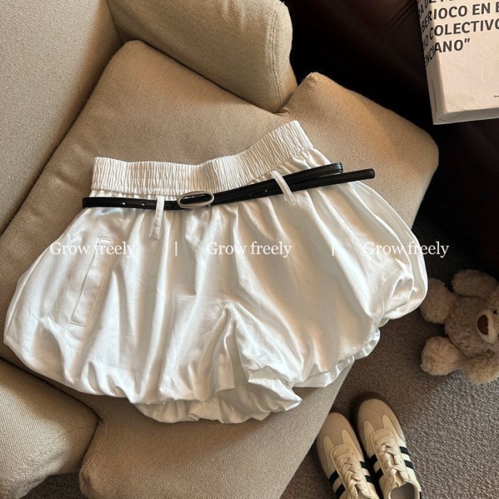Korean Style High-waisted Flower Bud Puff Skirt Pants For Women Summer Anti-exposure Lantern