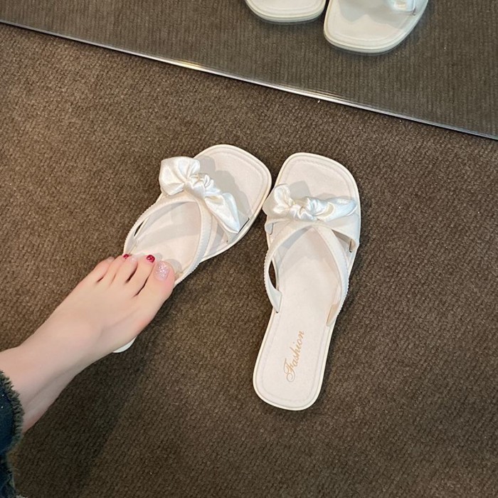 Sweet Bow Sandals For Women, Summer Outer Wear With Skirt, Fairy Style Beach Slippers