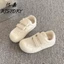 Giày Rejia Velcro trắng dành cho nữ, đế mềm thoáng khí, đế mỏng xấu xí, giày rèn luyện đạo đứ
