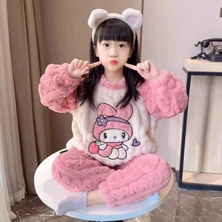 Quần áo ở nhà dành cho nữ, bộ đồ ngủ nhung dày ấm áp mới hoạt hình mùa thu đông nhung san hô