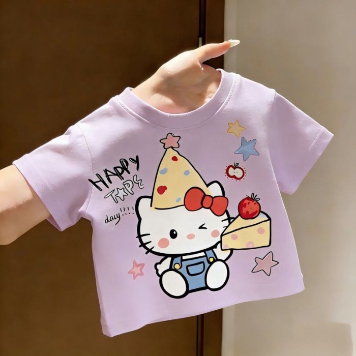 Thin Short-sleeved Cartoon Print Summer Baby Cute And Stylish Small And Medium-sized Baby Girl