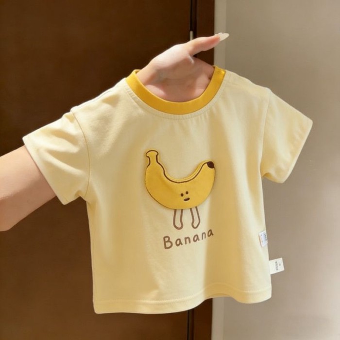 Áo thun trẻ em hình chuối ba chiều ngắn tay thời trang dễ thương cho bé Áo thun nam nữ cổ trò