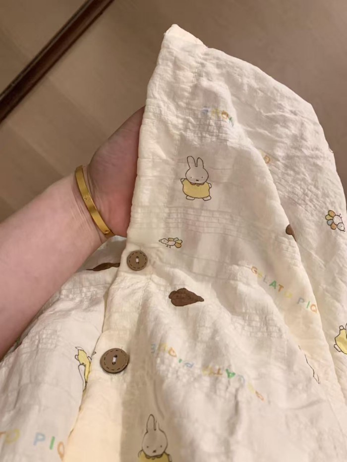 Bộ đồ ngủ in hình Miffy hoạt hình dễ thương Bộ đồ hai mảnh mặc ở nhà mềm mại và thoải mái
