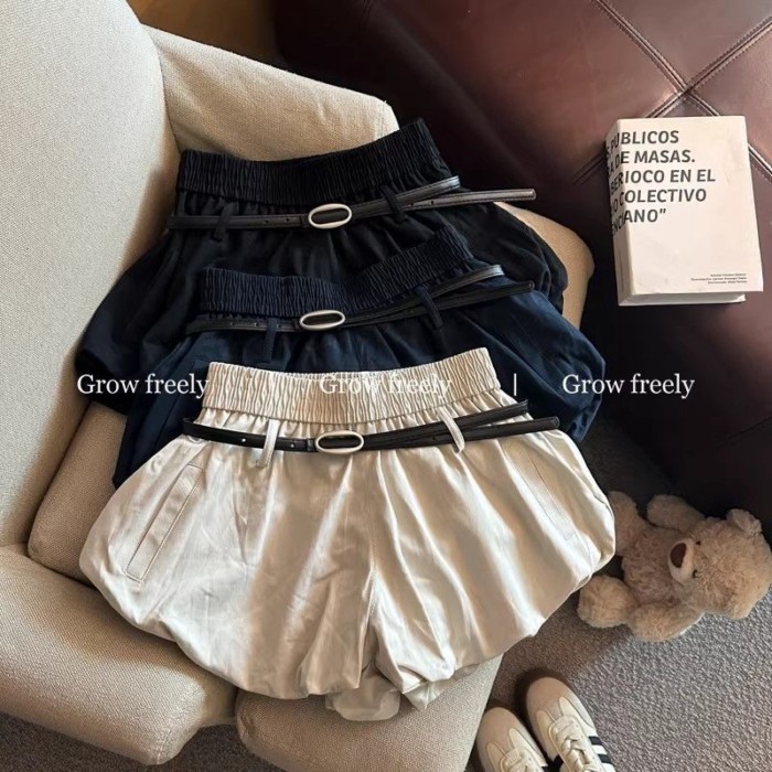 Korean Style High-waisted Flower Bud Puff Skirt Pants For Women Summer Anti-exposure Lantern