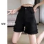 Quần Short Denim Màu Đen Nữ Mỏng Chữ A Cao Cấp Rời Ôm Nguyên Viền Quần Năm Điểm