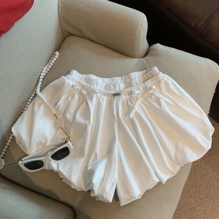 Kích thước lớn nơ nụ mùa hè quần short rộng lưng cao mỏng giản dị thẳng ống rộng hot quần dành cho
