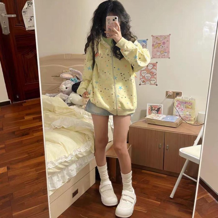 Áo len cardigan nữ dáng rộng Niche có mũ trùm đầu dành cho sinh viên