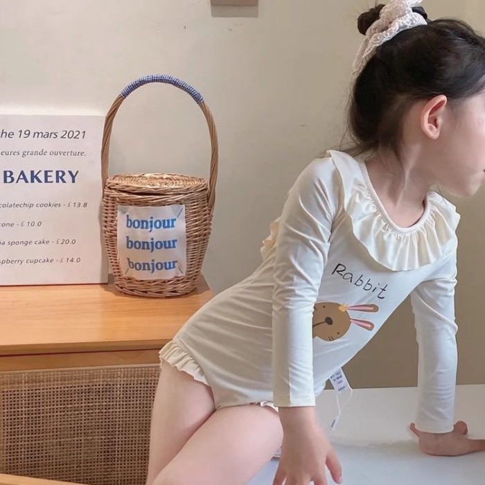 Quần áo trẻ em bé gái nhanh khô đồ bơi trẻ em một mảnh đồ bơi bé gái chống nắng tay dài