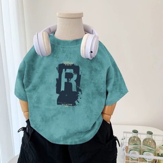 Bé Trai Nguyên Chất Cotton Ngắn Tay Mùa Hè Mới Bé Trai Thường Ngày Đáy Hoạt Hình Trẻ Em Cổ Tròn
