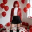 Red Ladies Bob Tóc Giả Air Bangs Carnival Vai Trò Chơi Nhiệt Độ Cao Sợi Hóa Học Tổng Hợp Mũ Đội Đầu