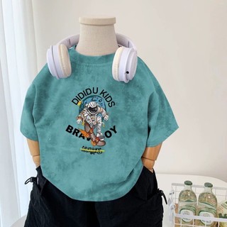 Bé Trai Nguyên Chất Cotton Ngắn Tay Mùa Hè Mới Bé Trai Thường Ngày Đáy Hoạt Hình Trẻ Em Cổ Tròn
