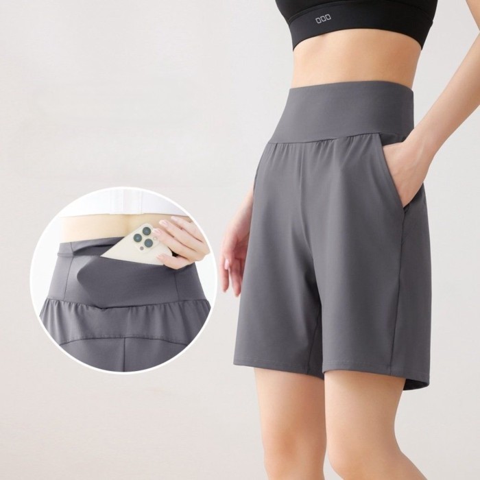 Quần short thể thao có túi sau lưng dành cho nữ chạy bộ nhanh khô nửa chiều dài quần dài đi xe đạp