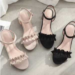 Giày Sandal Nữ Mùa Hè Phong Cách Mới Gót Vừa Dày Giày Nữ Một Khóa Đa Năng Giày Nữ Thời Trang