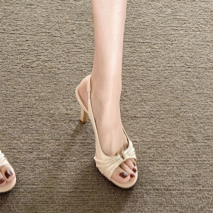 Giày sandal mũi tròn cao cấp của Pháp, giản dị và không gây nhàm chán, dép mũi nhọn miệng cá
