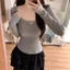 Pure Desire Ren Đáy Ôm Nơ Ngắn Tay Cổ Thấp Dài Tay