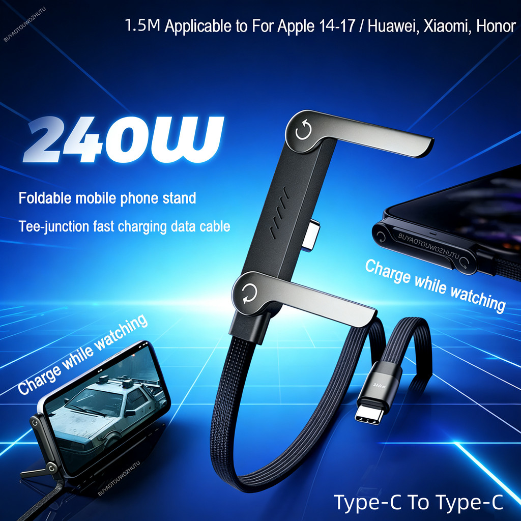[BÁN HOT] Cáp dữ liệu công suất cao 240W sáng tạo 2IN1 có giá đỡ điện thoại linh hoạt Bộ sạc Type-C Sạc nhanh Đế điện thoại di động có thể sạc lại cho điện thoại di động