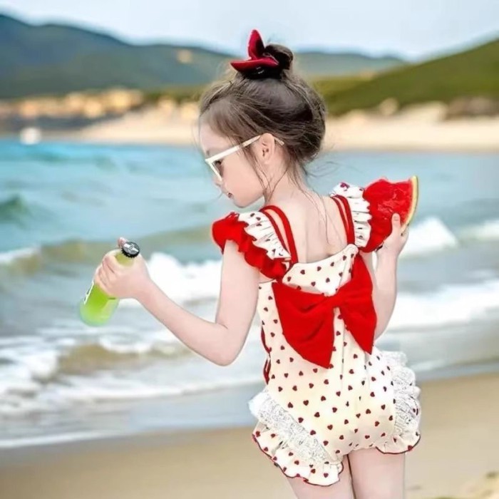 Đồ bơi một mảnh tay bay cho bé gái mùa hè mới đi nghỉ bên bờ biển Đồ bơi trẻ em 3-6 tuổi Đồ b