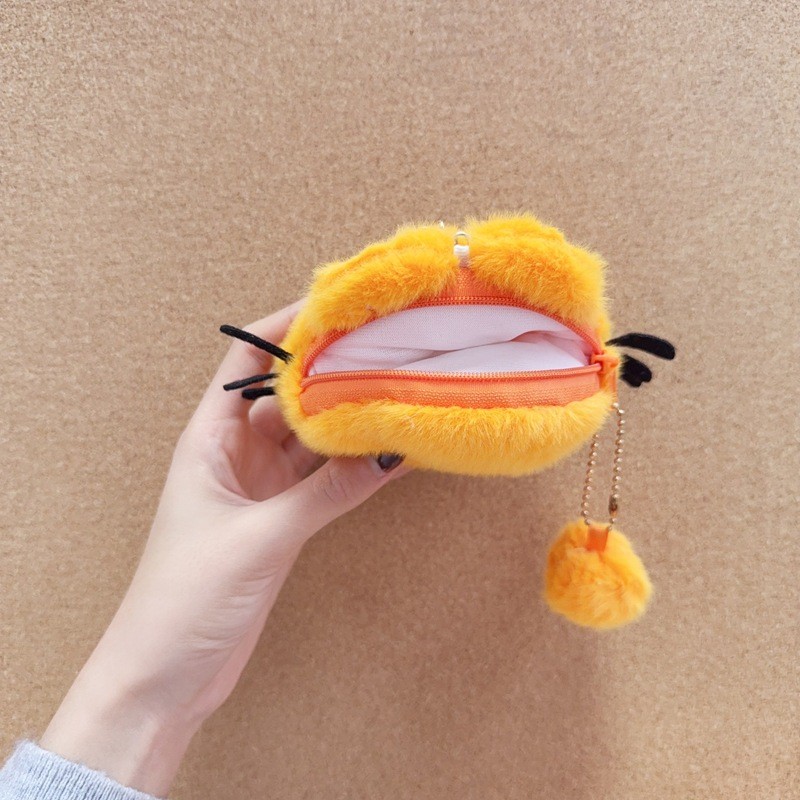 Show Garfield Bộ lưu trữ tiền xu sang trọng ngắn có móc khóa bạc cho tuổi Teen