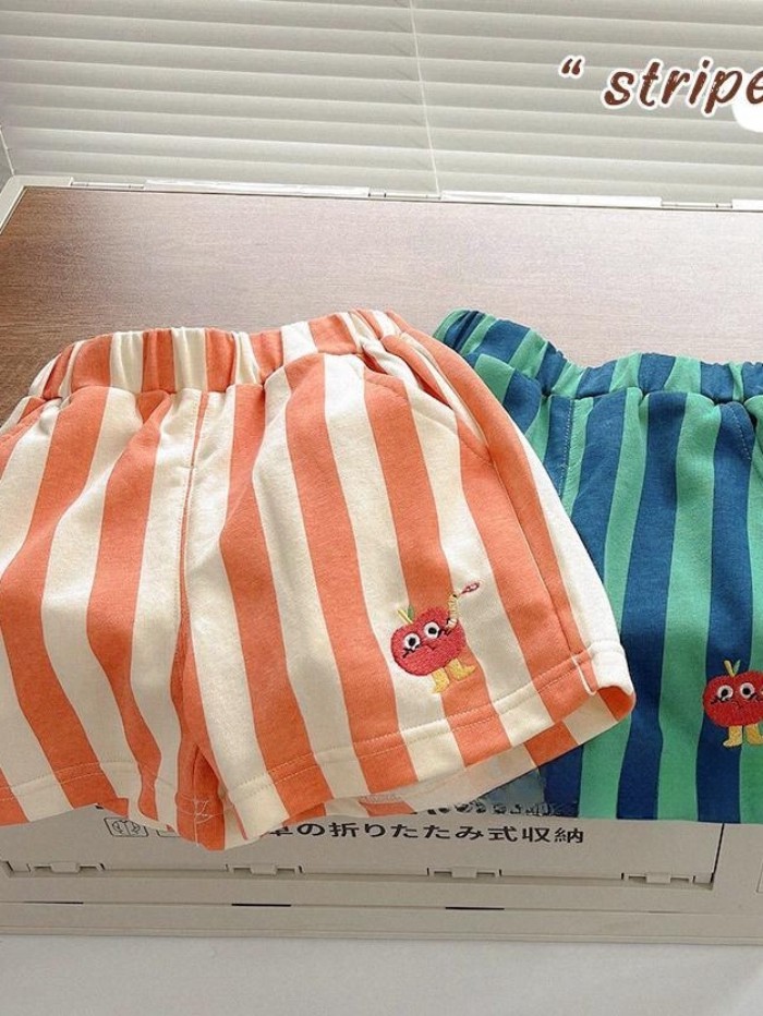Quần short bé trai mùa hè, quần sọc ngang phong cách Hàn Quốc, quần mỏng bé gái, kiểu dáng mới