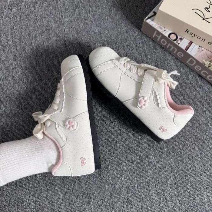 Giày trắng Velcro ren dành cho sinh viên giày thể thao niche nhẹ đơn giản dành cho nữ