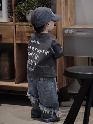 Áo thun bé trai dài tay phong cách Hàn Quốc đẹp trai áo đáy quần cotton đa năng