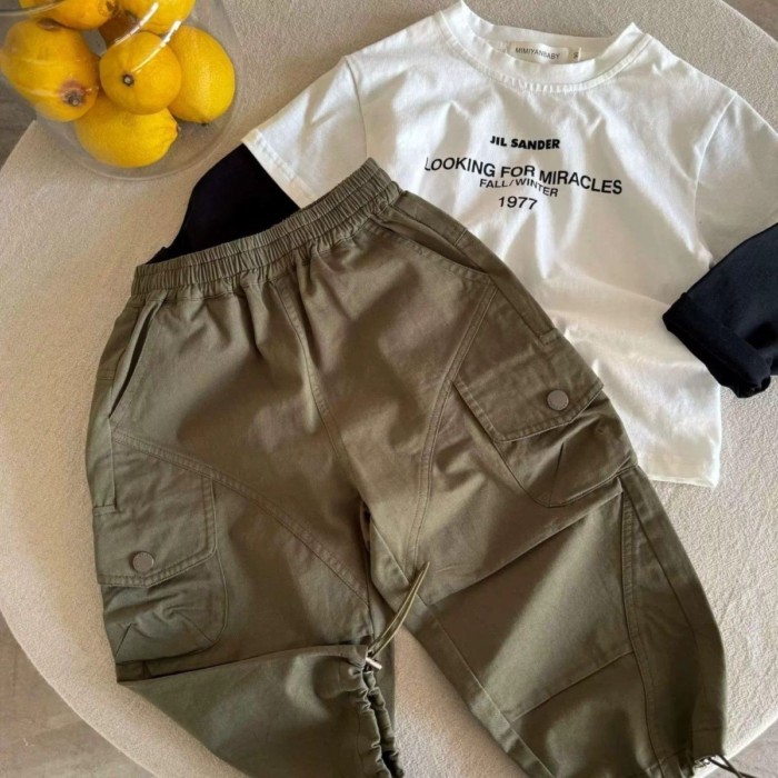 Quần yếm trẻ em cho bé trai xuân thu phong cách mới Quần legging màu trơn cho bé quần tây đa